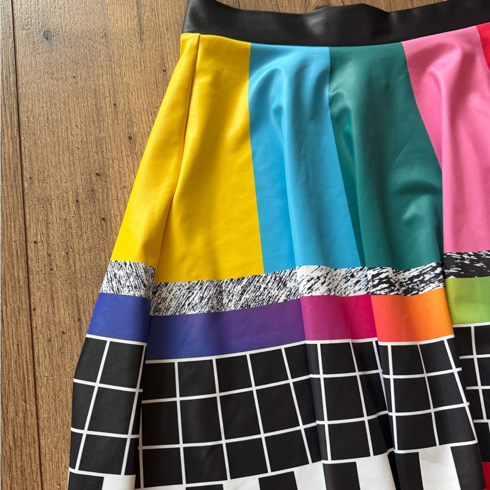 RARE BlackMilk "Stay Tuned" TV Test Pattern Skater Skirt - Size S - Museum Era - Picture 2 of 4